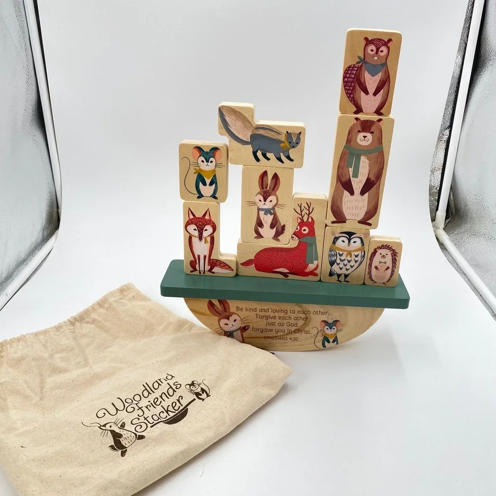 Mary‎ & Martha Kids Woodland Friends Stacker Wooden Balancing Toy Ephesians 4:32